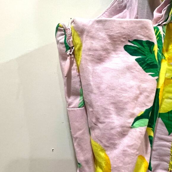 J. Crew Factory Square Neck Midi Dress Lemon Print Size 12 - Picture 6 of 11